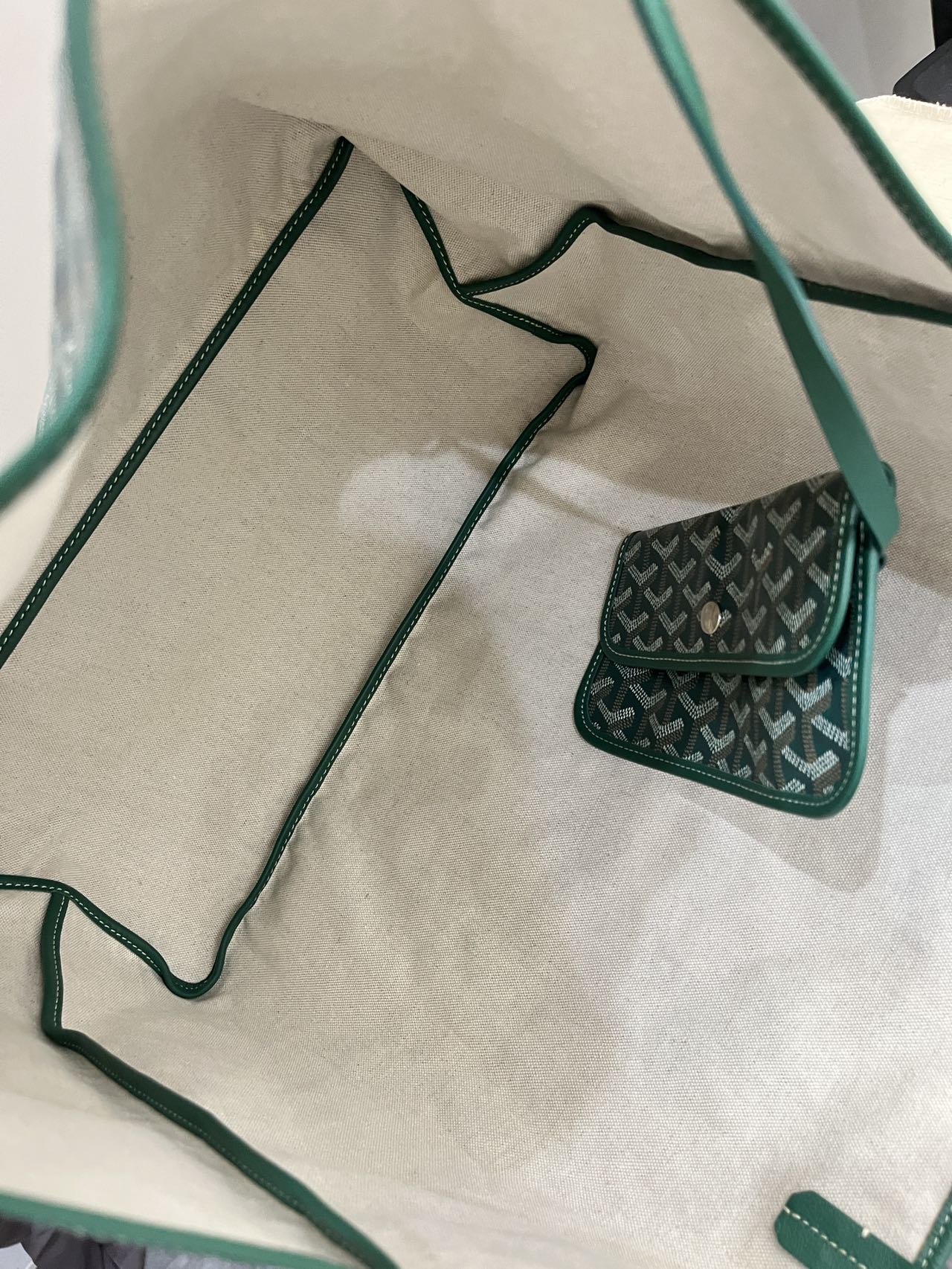 GOYARD Saint Louis GM Green Goyardine Canvas Tote Bag GOYARD Saint Louis GM Green Goyardine Canvas Tote Bag