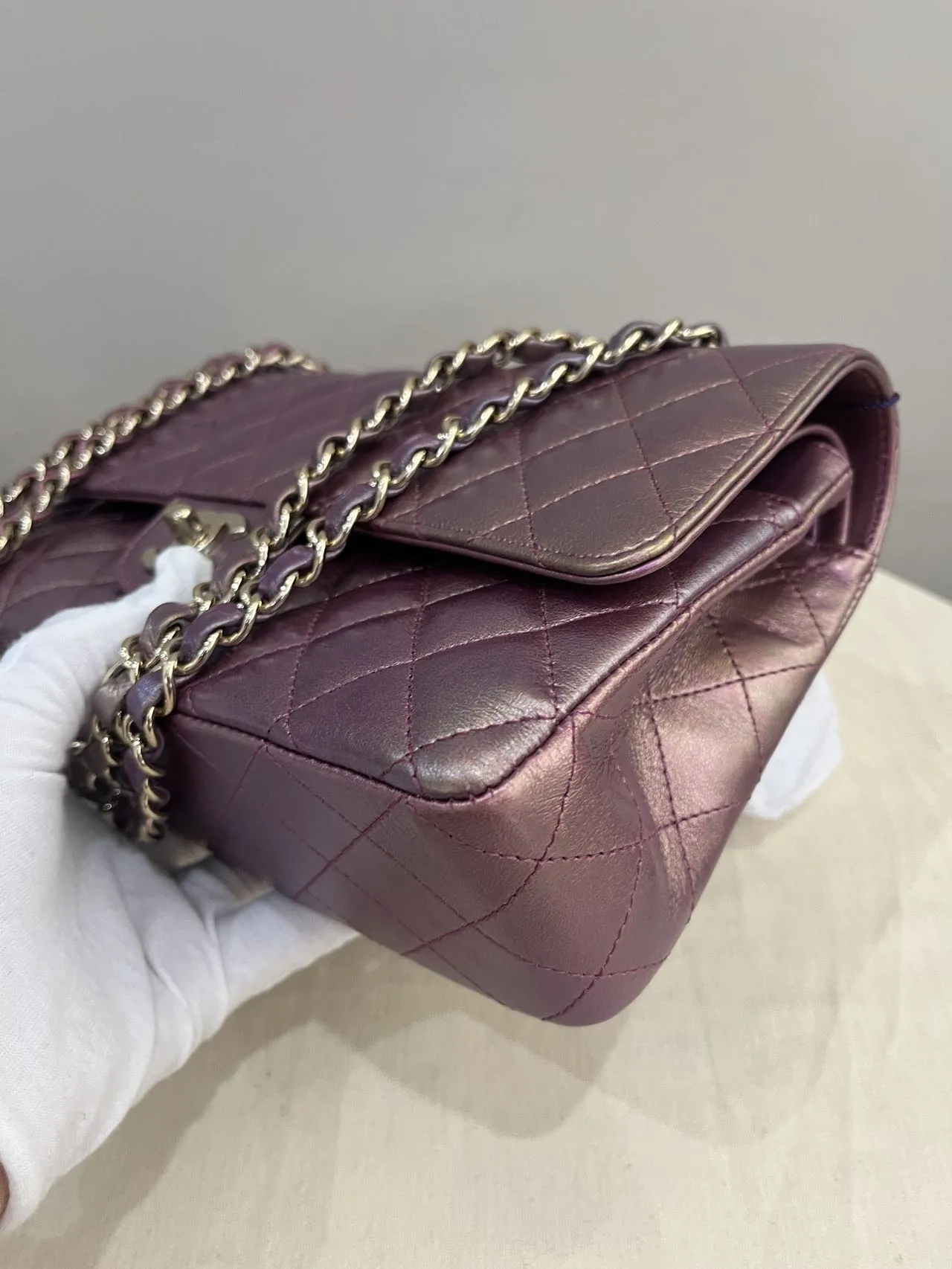 CHANEL Medium Classic Double Flap Iridescent Purple Bag Exotic Collection CHANEL Medium Classic Double Flap Iridescent Purple Bag Exotic Collection