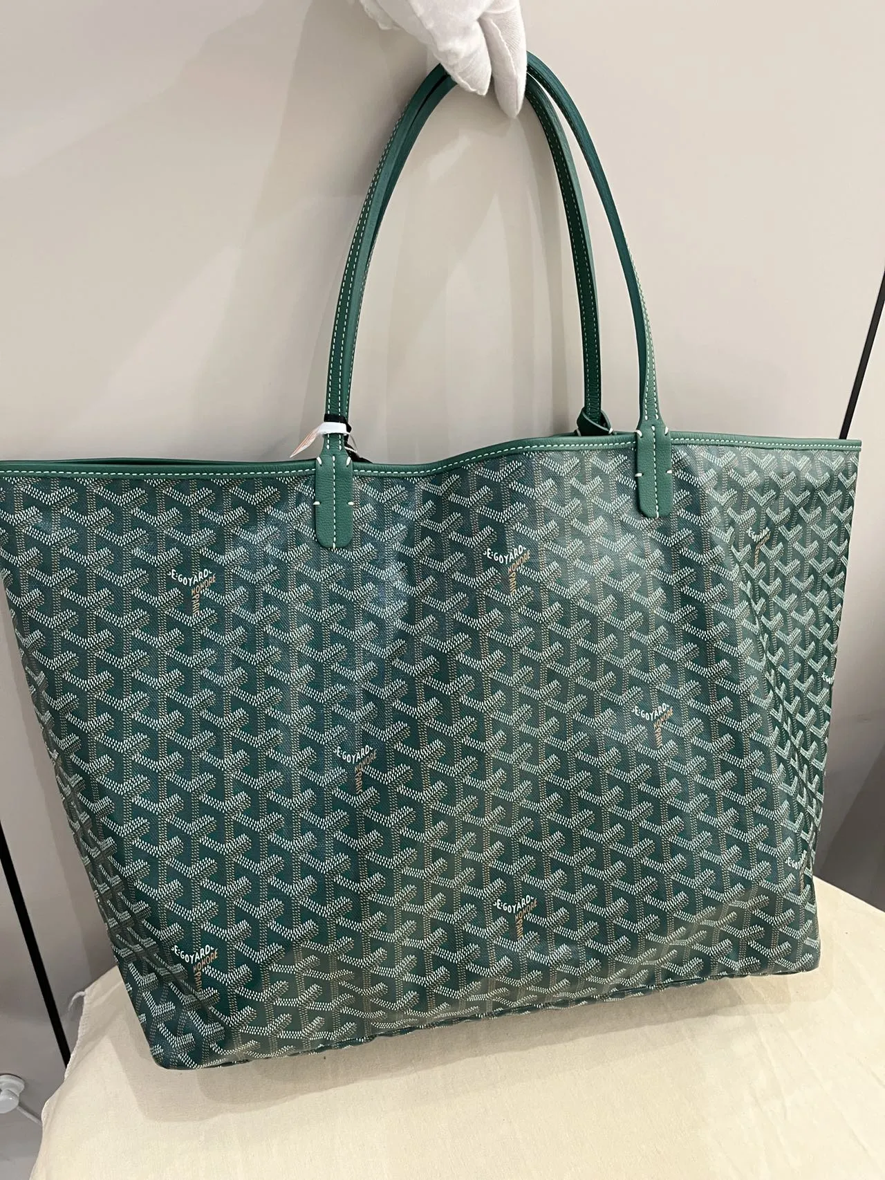GOYARD Saint Louis GM Green Goyardine Canvas Tote Bag GOYARD Saint Louis GM Green Goyardine Canvas Tote Bag