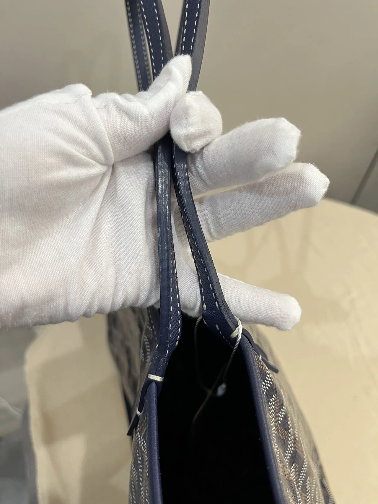 GOYARD Saint Louis PM Blue/Navy Goyardine Canvas Tote Bag GOYARD Saint Louis PM Blue/Navy Goyardine Canvas Tote Bag