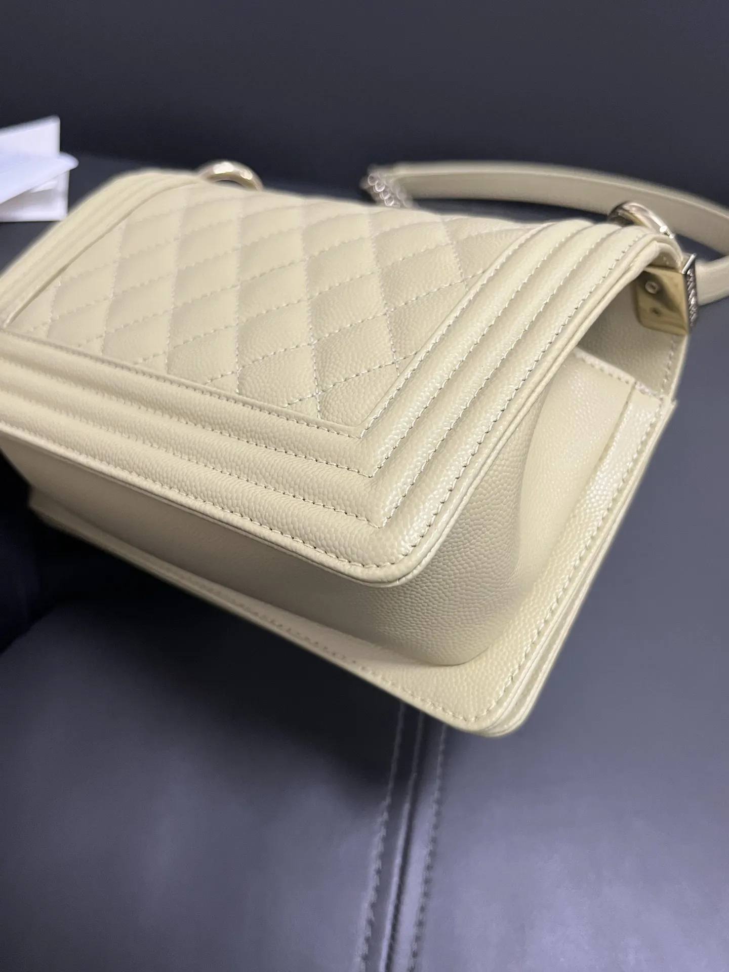 CHANEL Le Boy Small Caviar Leather Light Green Bag CHANEL Le Boy Small Caviar Leather Light Green Bag