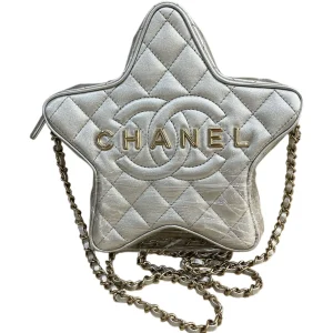 CHANEL Silver Quilted Lambskin Walk of Fame Star Bag