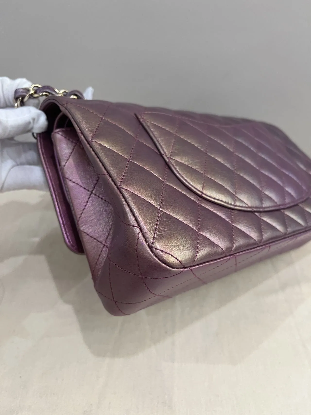 CHANEL Medium Classic Double Flap Iridescent Purple Bag Exotic Collection CHANEL Medium Classic Double Flap Iridescent Purple Bag Exotic Collection