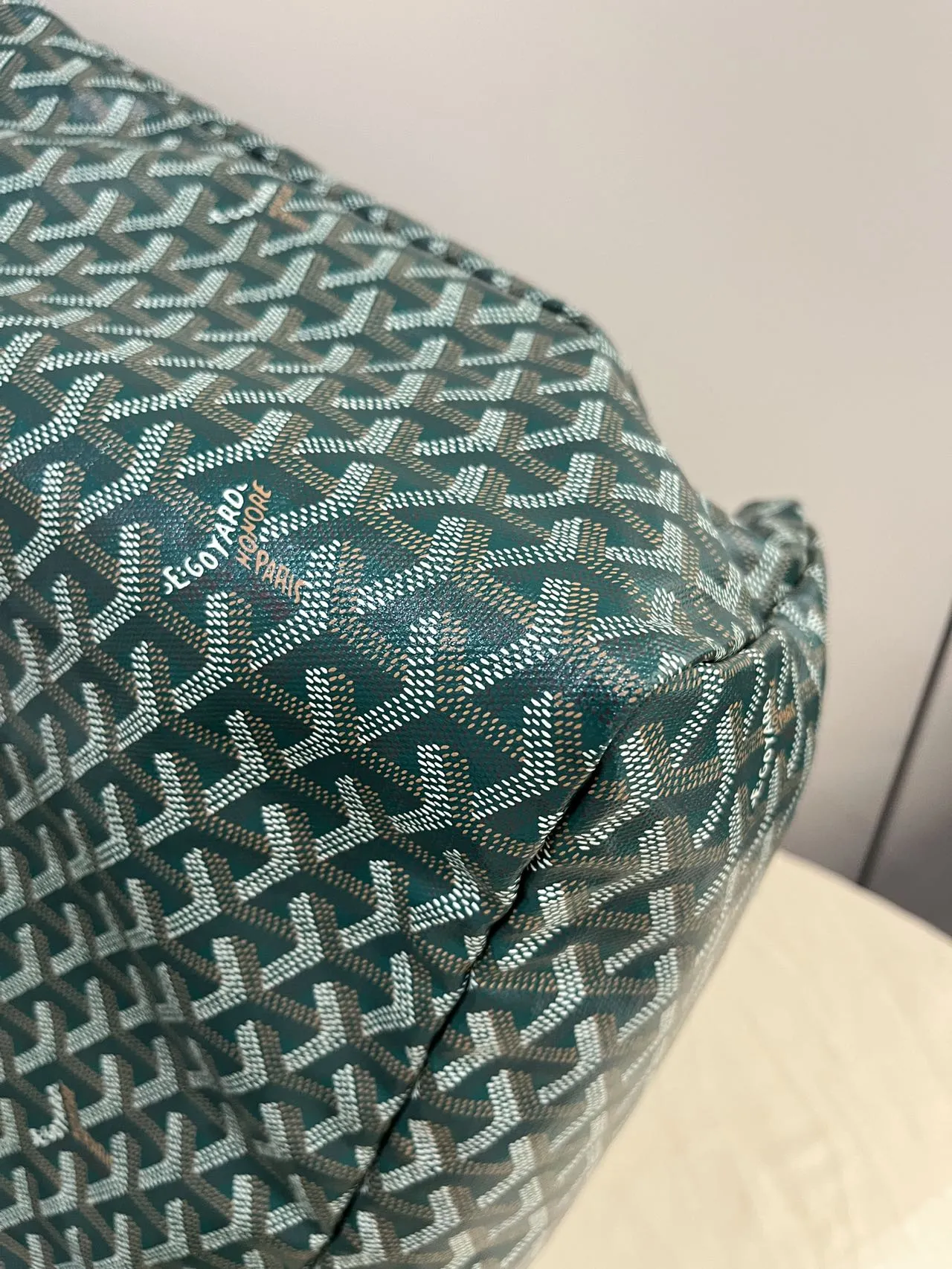 GOYARD Saint Louis GM Green Goyardine Canvas Tote Bag GOYARD Saint Louis GM Green Goyardine Canvas Tote Bag