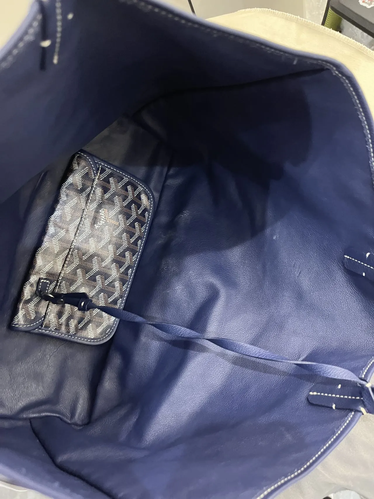 GOYARD Saint Louis PM Blue/Navy Goyardine Canvas Tote Bag GOYARD Saint Louis PM Blue/Navy Goyardine Canvas Tote Bag