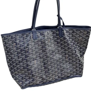 GOYARD Saint Louis PM Blue/Navy Goyardine Canvas Tote Bag