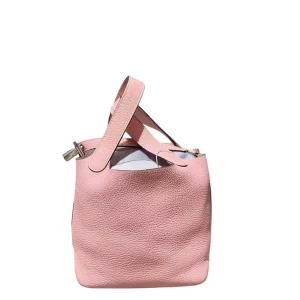 HERMÈS Picotin Lock 18 Clemence Leather Rose Pink Bucket Bag
