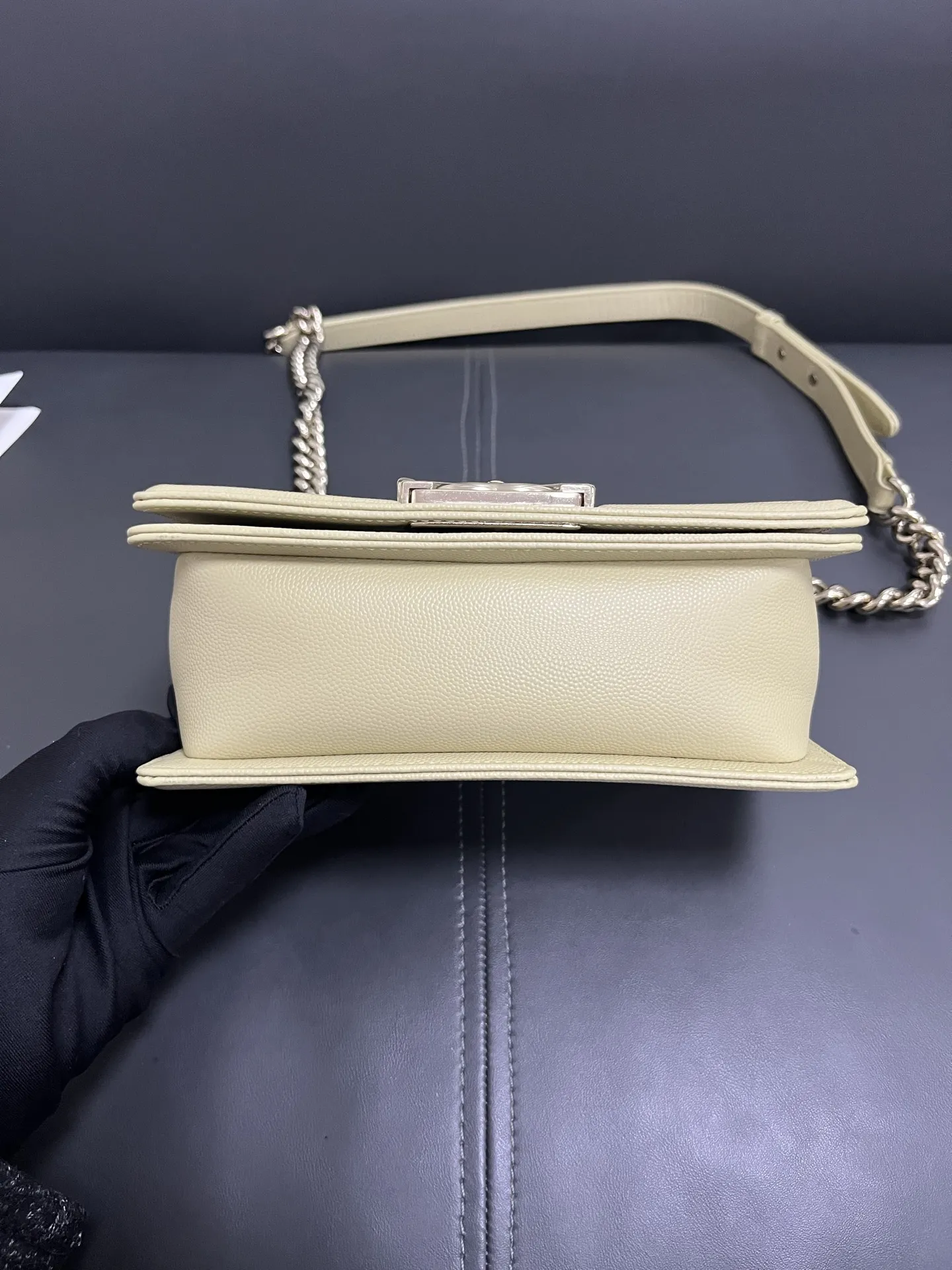 CHANEL Le Boy Small Caviar Leather Light Green Bag CHANEL Le Boy Small Caviar Leather Light Green Bag