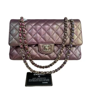 CHANEL Medium Classic Double Flap Iridescent Purple Bag Exotic Collection