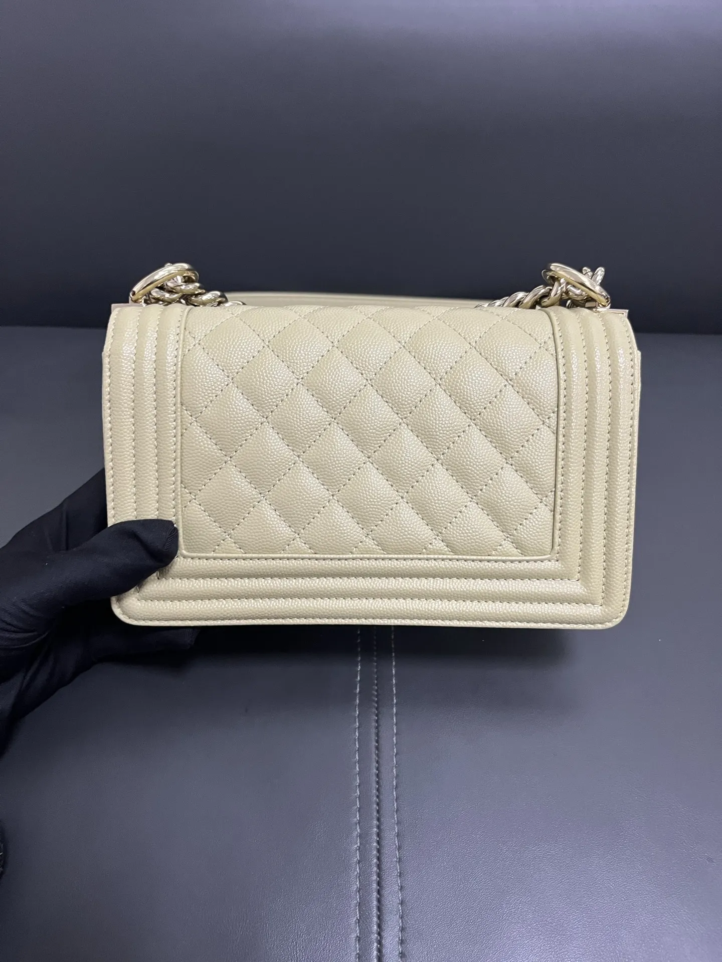 CHANEL Le Boy Small Caviar Leather Light Green Bag CHANEL Le Boy Small Caviar Leather Light Green Bag