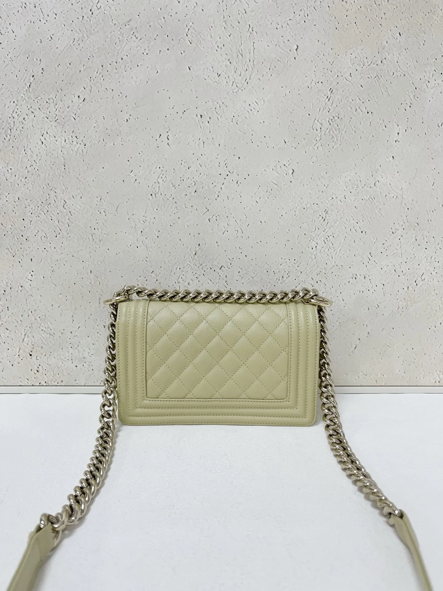 CHANEL Le Boy Small Caviar Leather Light Green Bag CHANEL Le Boy Small Caviar Leather Light Green Bag