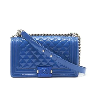 Chanel Medium Boy Bag Patent Blue