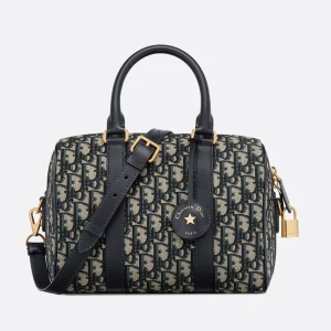 DIOR Groove 25 Bag Blue Dior Oblique Jacquard