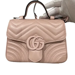 GUCCI Small GG Marmont Top Handle Bag in Pink