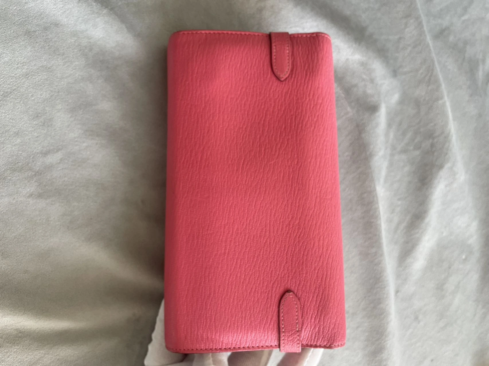 HERMES Kelly Long Wallet Pink Lambskin Leather Silver Hardware HERMES Kelly Long Wallet Pink Lambskin Leather Silver Hardware