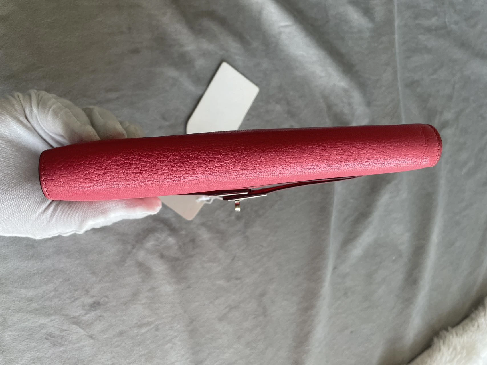 HERMES Kelly Long Wallet Pink Lambskin Leather Silver Hardware HERMES Kelly Long Wallet Pink Lambskin Leather Silver Hardware