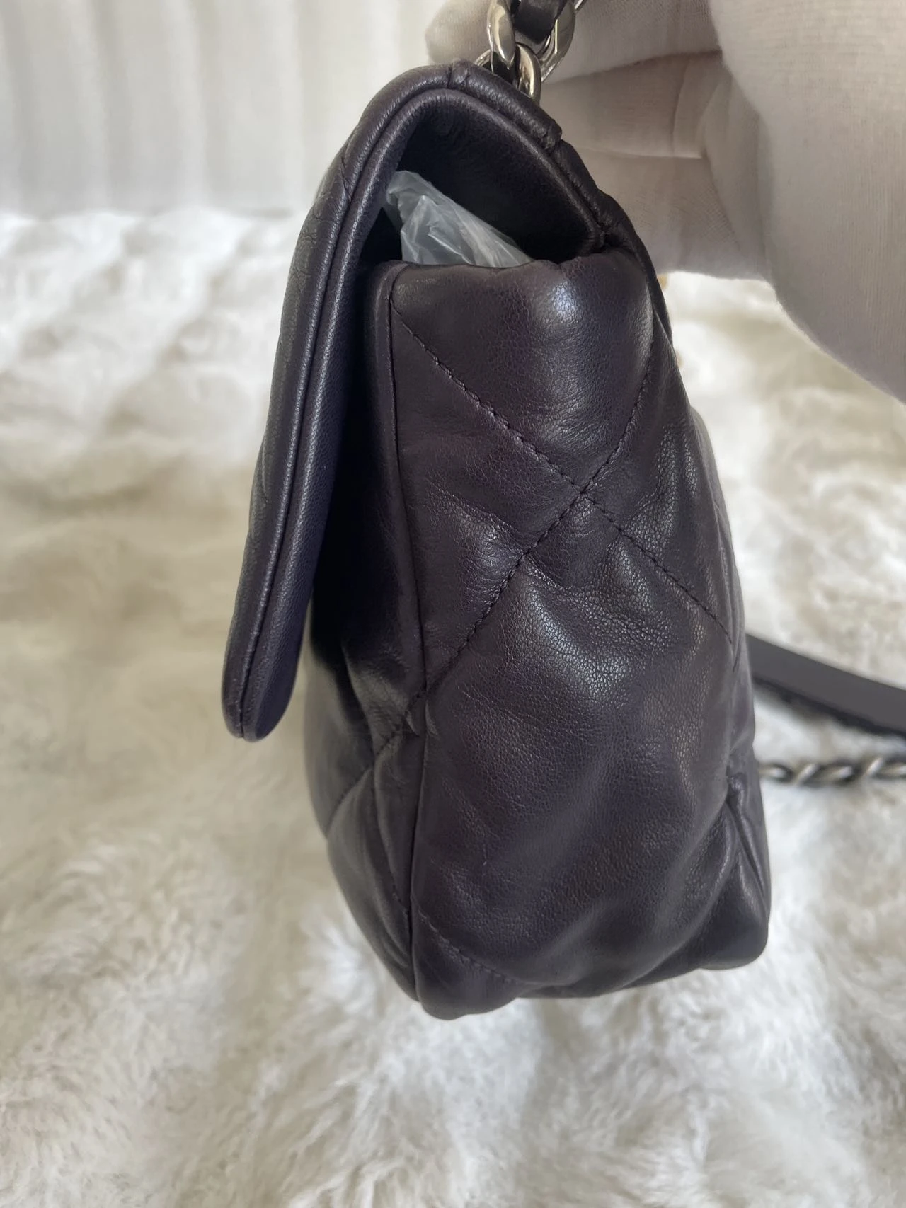 CHANEL Small 19 Dark Purple Lambskin Handbag CHANEL Small 19 Dark Purple Lambskin Handbag