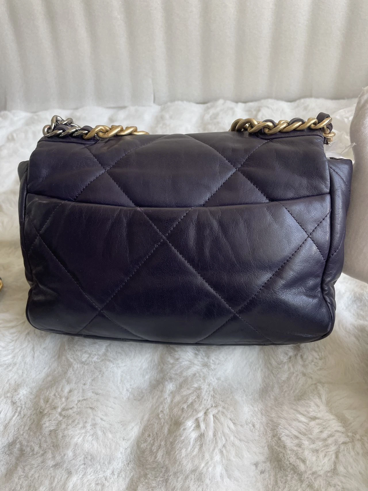 CHANEL Small 19 Dark Purple Lambskin Handbag CHANEL Small 19 Dark Purple Lambskin Handbag