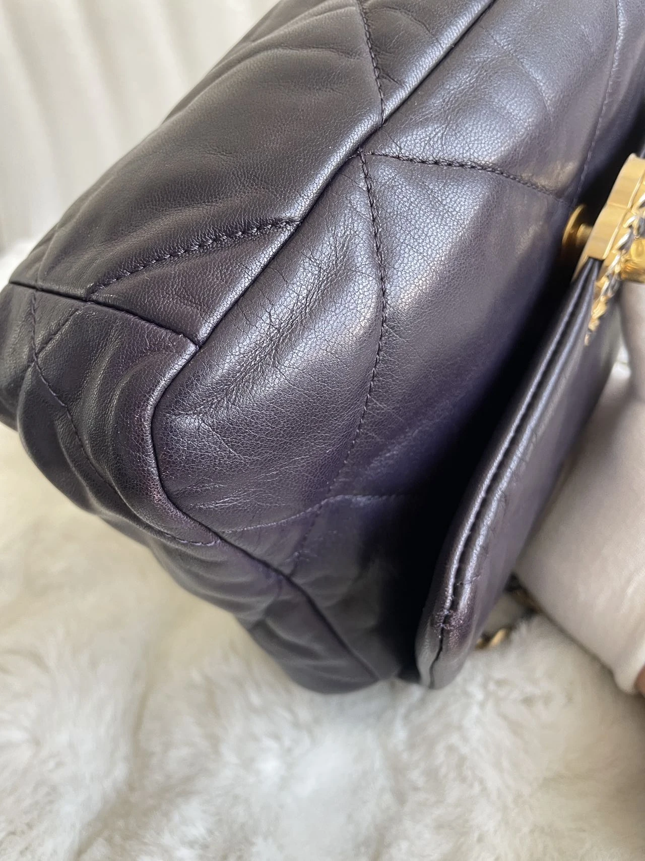 CHANEL Small 19 Dark Purple Lambskin Handbag CHANEL Small 19 Dark Purple Lambskin Handbag