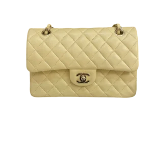 Chanel Classic Flap Small Yellow Quilted Lambskin Gold Hardware