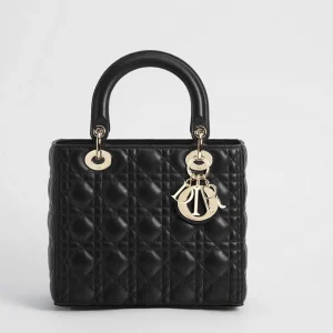DIOR Lady Dior Medium Black Lambskin Special Chain