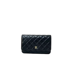 Chanel Classic Wallet on Chain (WOC) Black Quilted Lambskin Gold Hardware