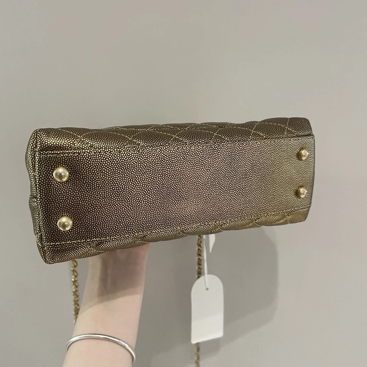 CHANEL Small Coco Handle Gold Quilted Caviar Bag Gold Hardware CHANEL Small Coco Handle Gold Quilted Caviar Bag Gold Hardware