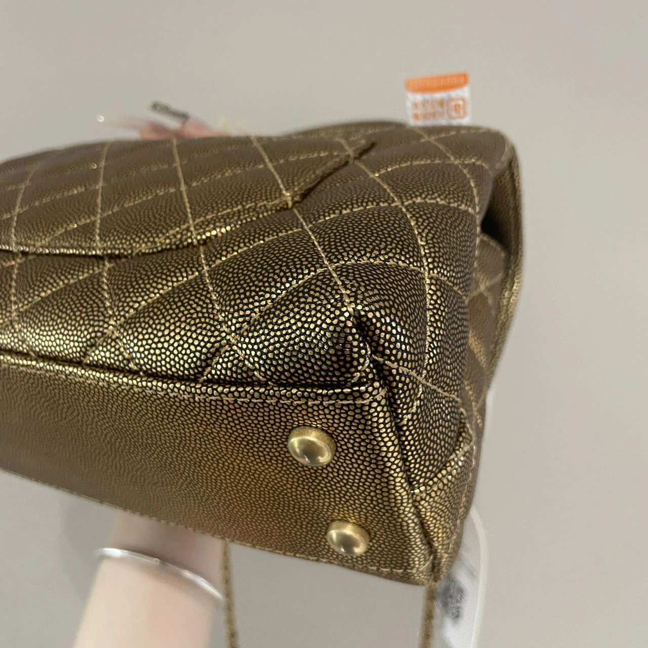 CHANEL Small Coco Handle Gold Quilted Caviar Bag Gold Hardware CHANEL Small Coco Handle Gold Quilted Caviar Bag Gold Hardware