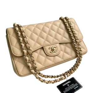 CHANEL Classic Flap Jumbo Beige Caviar Gold Hardware