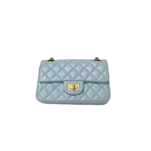 Chanel  Mini Light Blue Aged Calfskin Aged Gold Hardware