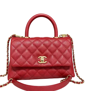 Chanel Coco Handle Small Red Caviar Leather Gold Hardware