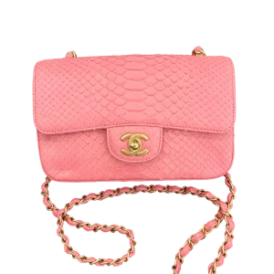 Chanel Classic Flap Large Mini Pink Python Skin Gold Hardware