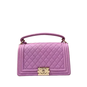CHANEL Boy Medium Purple Caviar Light Gold Hardware