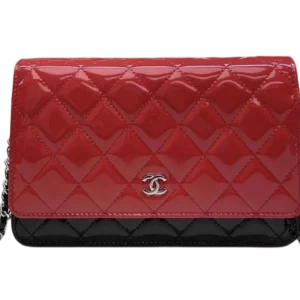 Chanel Wallet on Chain (WOC) Red & Black Patent Leather Silver Hardware