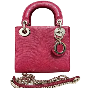 Dior Lady Dior Mini Red Python Leather Gold Hardware