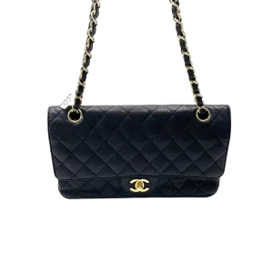 CHANEL Classic Flap Medium Black Caviar Leather Gold Hardware