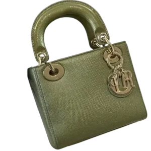 DIOR Lady Dior Mini Green Python Leather Cannage Bag