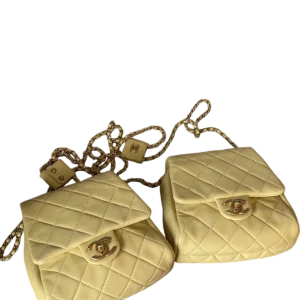 CHANEL Classic Flap Twin Set Pair Yellow Lambskin