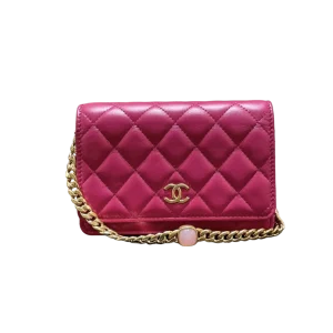 CHANEL Wallet On Chain Mini Magenta Lambskin Micro Chip Version