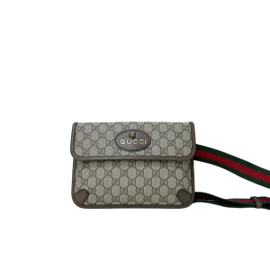 GUCCI Neo Vintage GG Supreme Belt Bag Beige Canvas With Brown Leather Trim