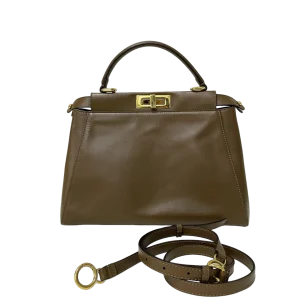FENDI Peekaboo Medium Brown Calfskin Leather