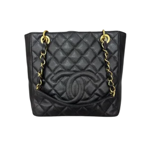 CHANEL Petite Shopping Tote Black Caviar Leather