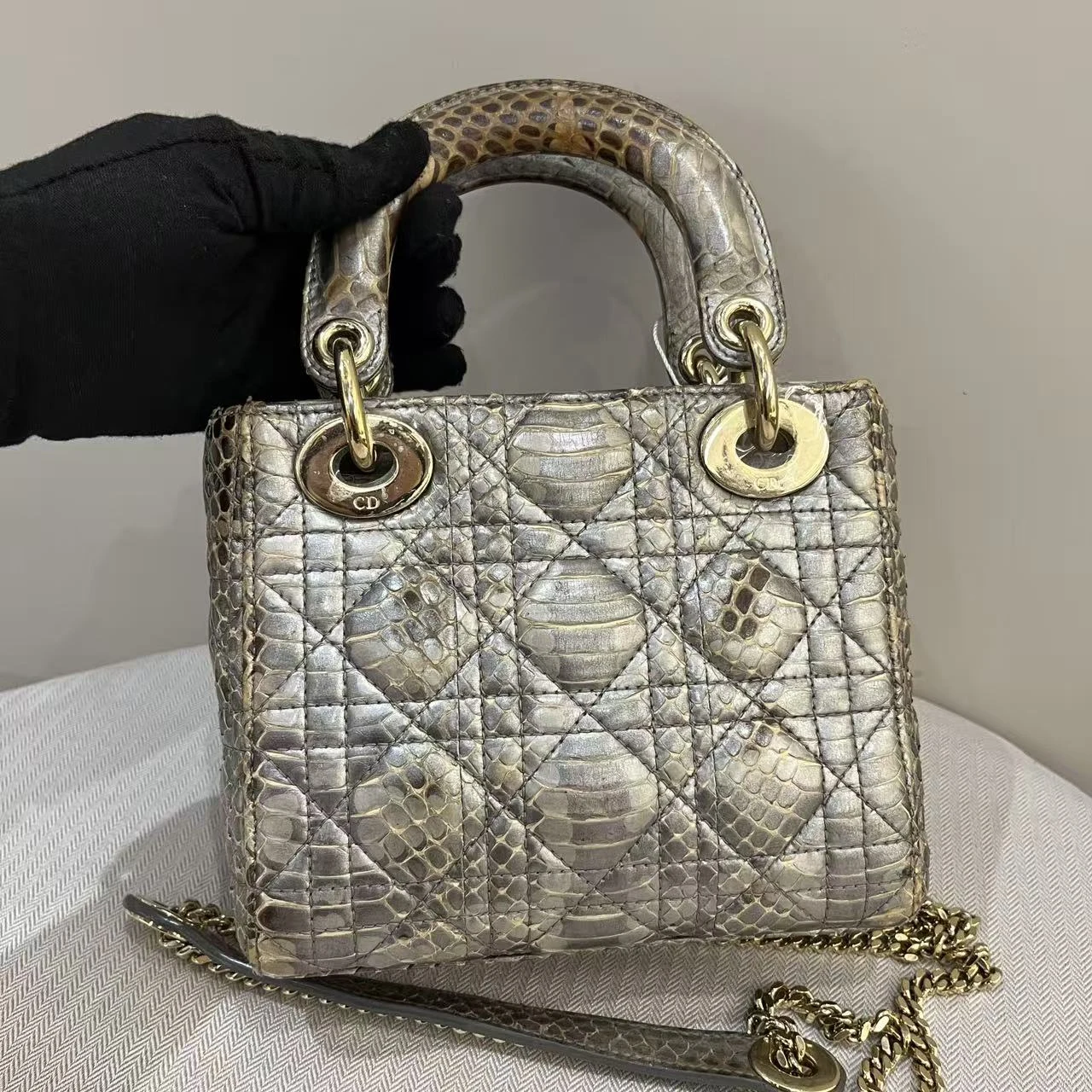 DIOR Lady Dior Mini Bag Python Leather Collection Exotic Limited Version DIOR Lady Dior Mini Bag Python Leather Collection Exotic Limited Version