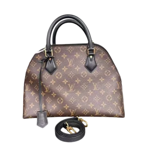 LOUIS VUITTON Alma BB Brown Monogram Canvas With Black Leather Trim