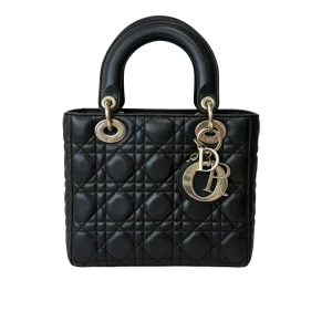 DIOR Lady Dior Mini Black Cannage Lambskin With My ABCDior Strap