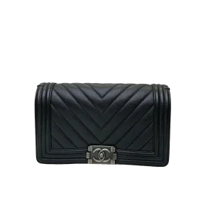 CHANEL Boy Medium Black Caviar Leather