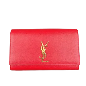 SAINT LAURENT Kate Medium Red Grained Leather With Gold Hardware