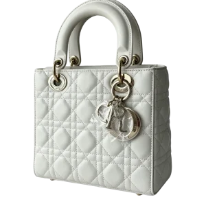 DIOR Lady Dior Mini White Cannage Lambskin With My ABCDior Strap