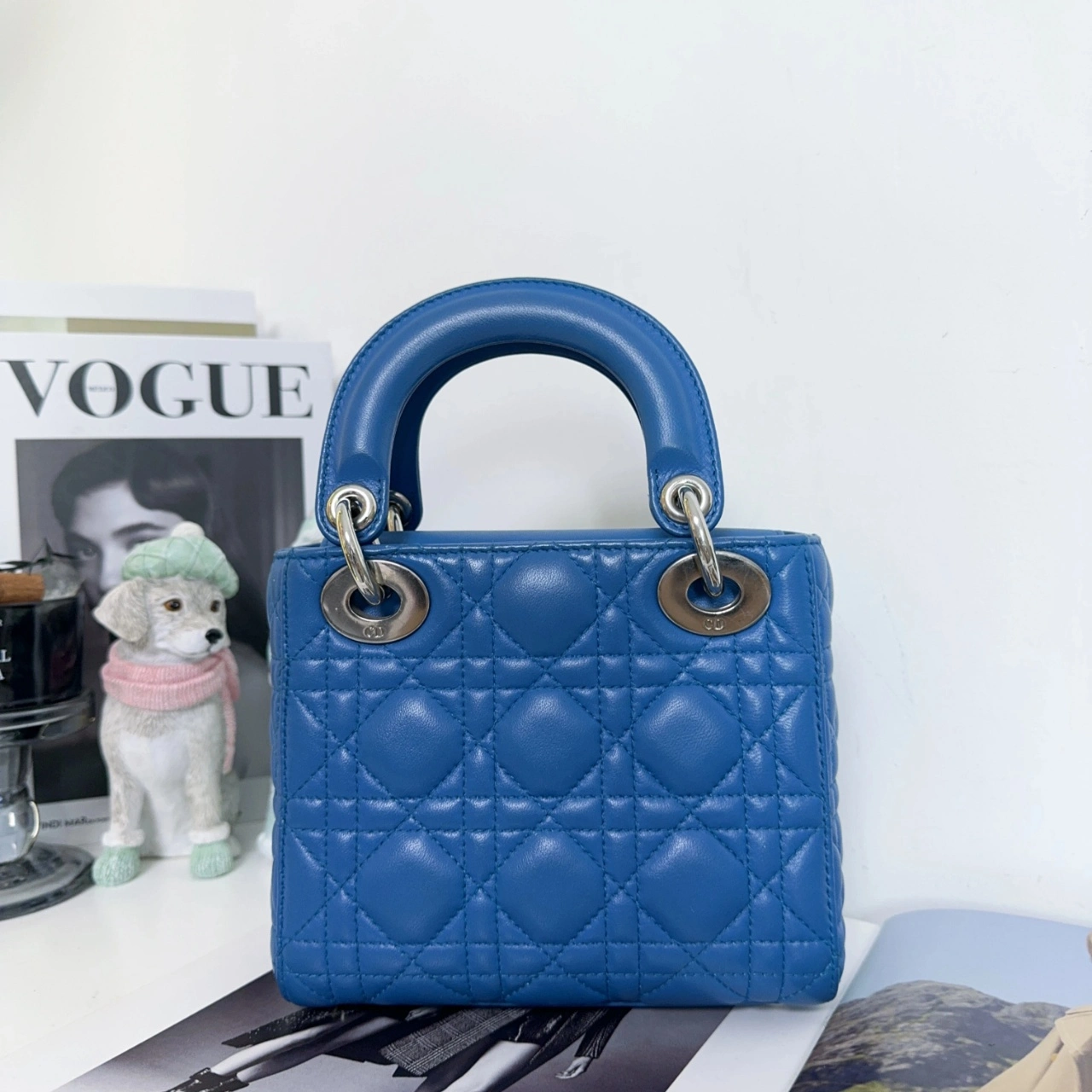 DIOR Lady Dior Mini Blue Lambskin Bag DIOR Lady Dior Mini Blue Lambskin Bag
