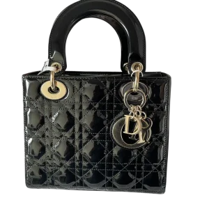 DIOR Lady Dior Medium Black Patent Leather